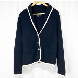 Lauren Ralph Lauren RL black sweater Jacket blazer 100%Cotton M
